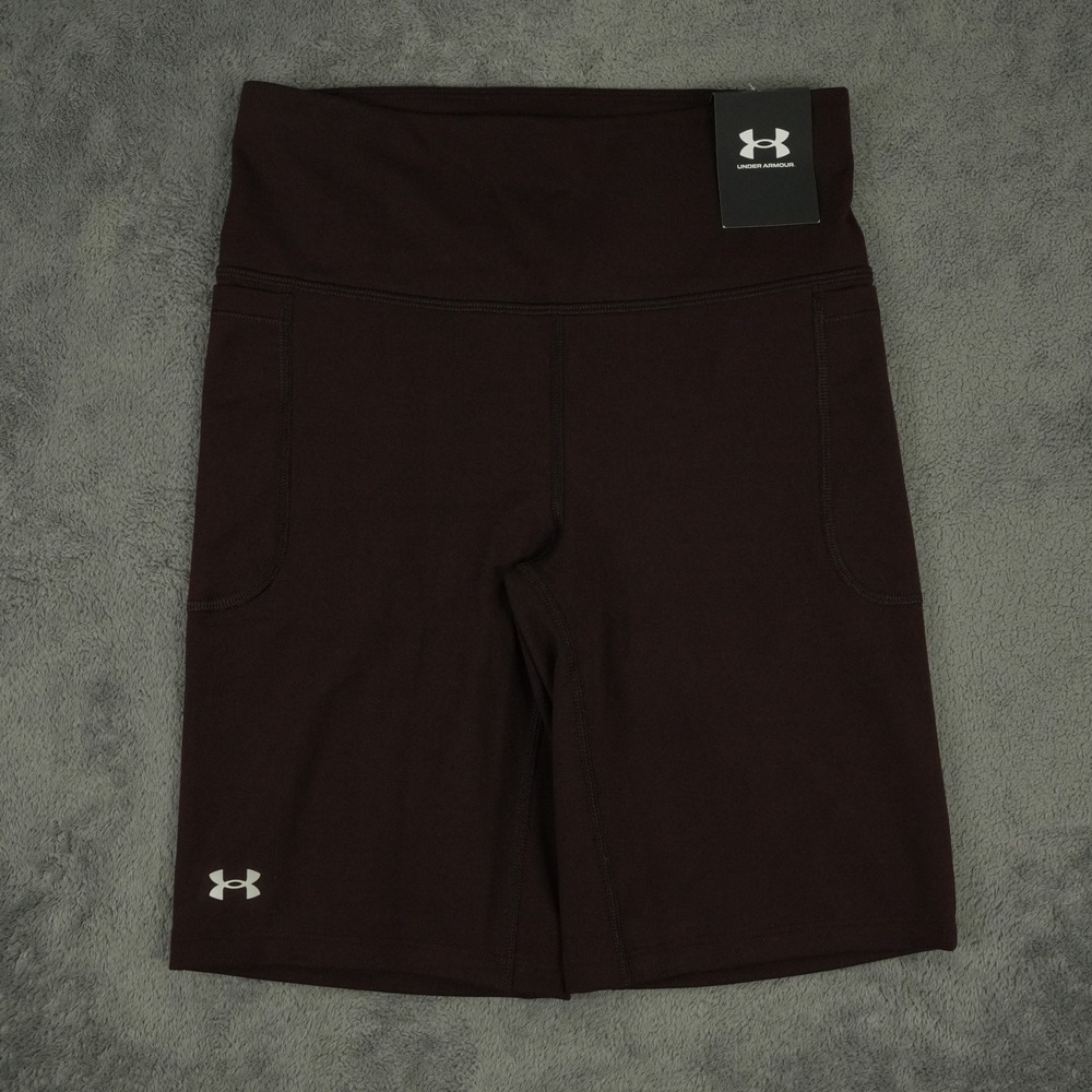 Under Armour MFO Movement Bike Short Women M Brown Fitted High Waist Side Pocket